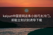 kaiyun中国官网这条小技巧太冷门，却能立刻识别诱导下载