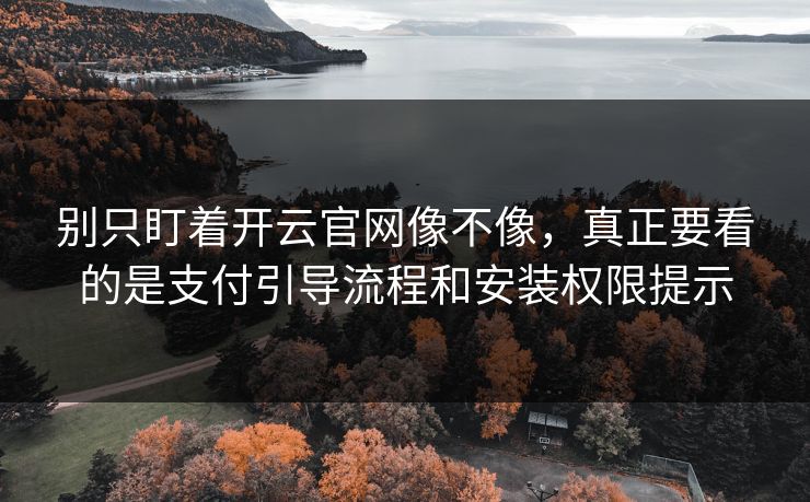 别只盯着开云官网像不像，真正要看的是支付引导流程和安装权限提示