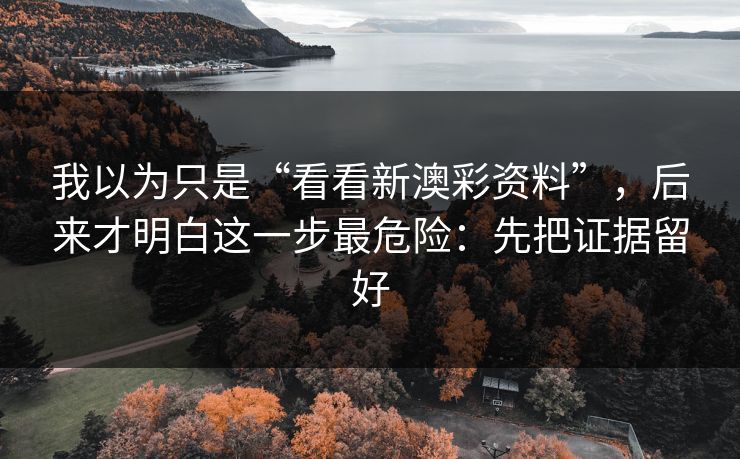 我以为只是“看看新澳彩资料”，后来才明白这一步最危险：先把证据留好