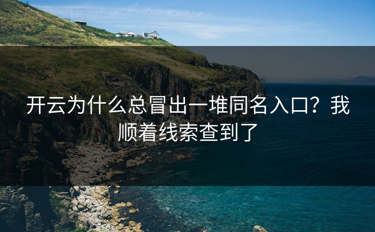 开云为什么总冒出一堆同名入口?我顺着线索查到了 开云为什么总冒出一堆同名入口?我顺着线索查到了