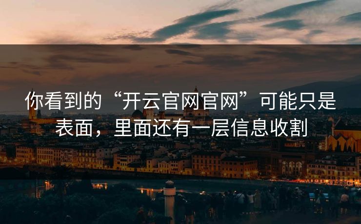 你看到的“开云官网官网”可能只是表面，里面还有一层信息收割